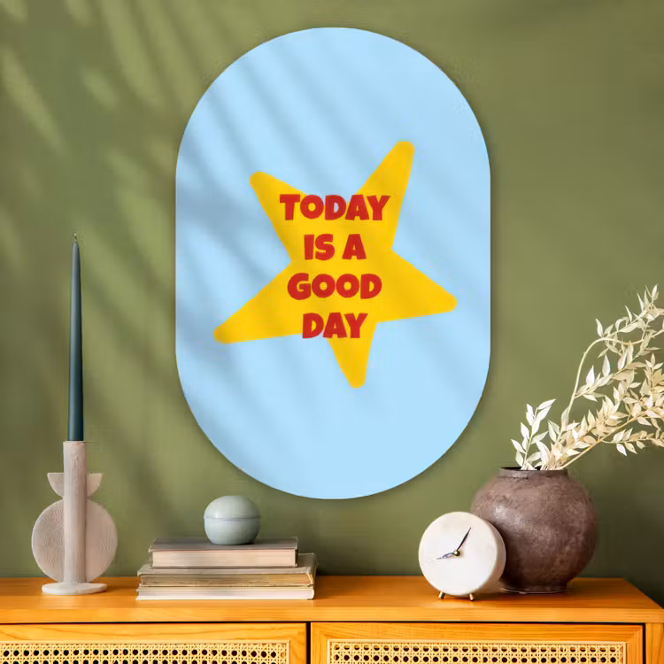 Muurovaal - Glas - Ster - Today is a good day - Blauw — 2