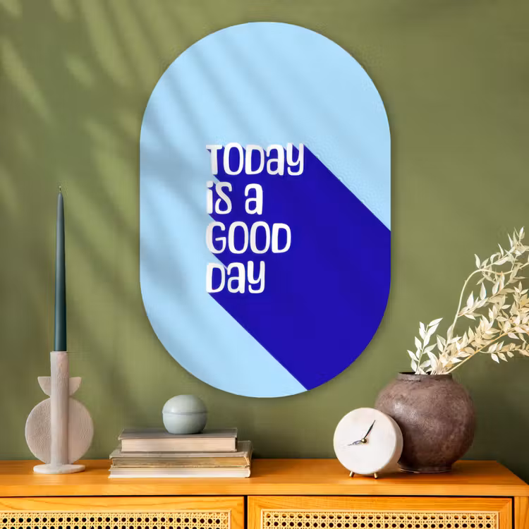 Muurovaal - Glas - Today is a good day - Blauw - Schaduw — 2