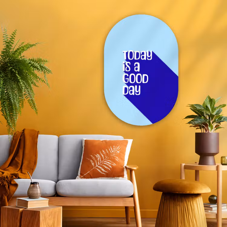 Muurovaal - Glas - Today is a good day - Blauw - Schaduw — 3
