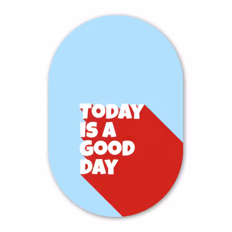 Muurovaal - Glas - Today is a good day - Rood - lichtblauw — 1