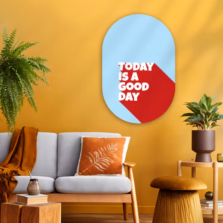 Muurovaal - Glas - Today is a good day - Rood - lichtblauw — 3