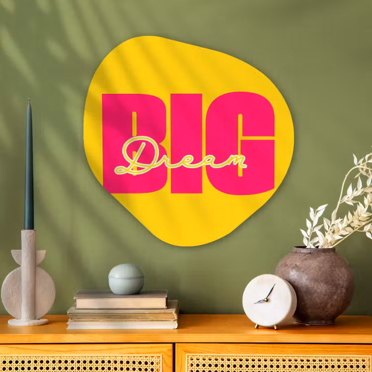 Organisch schilderij - Glas - Dream big - Geel - Roze — 2