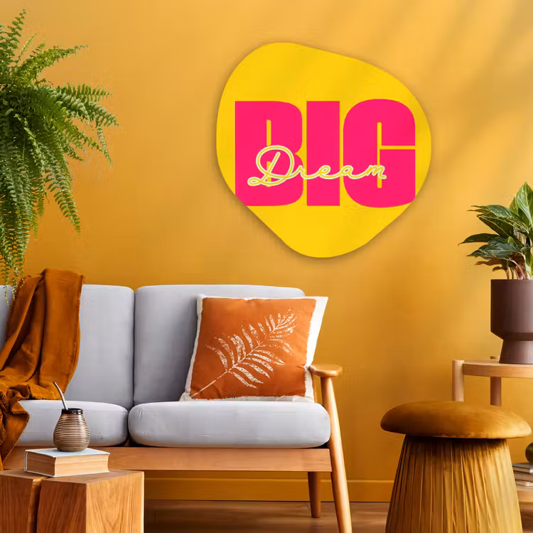 Organisch schilderij - Glas - Dream big - Geel - Roze — 3
