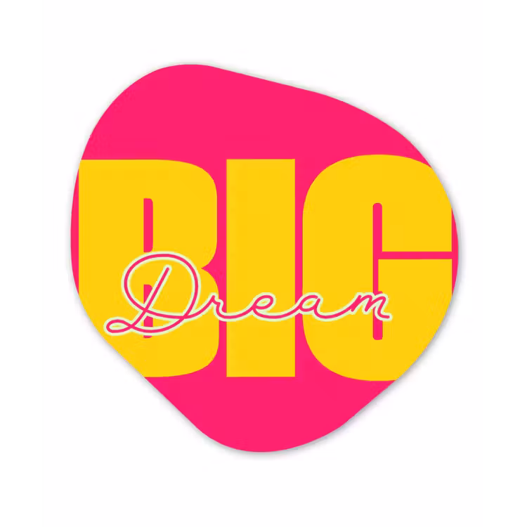 Organisch schilderij - Glas - Dream big - Roze - Geel - Minimalistisch — 1