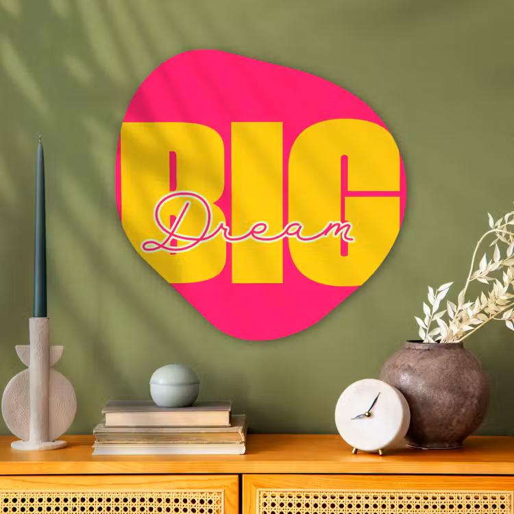 Organisch schilderij - Glas - Dream big - Roze - Geel - Minimalistisch — 2
