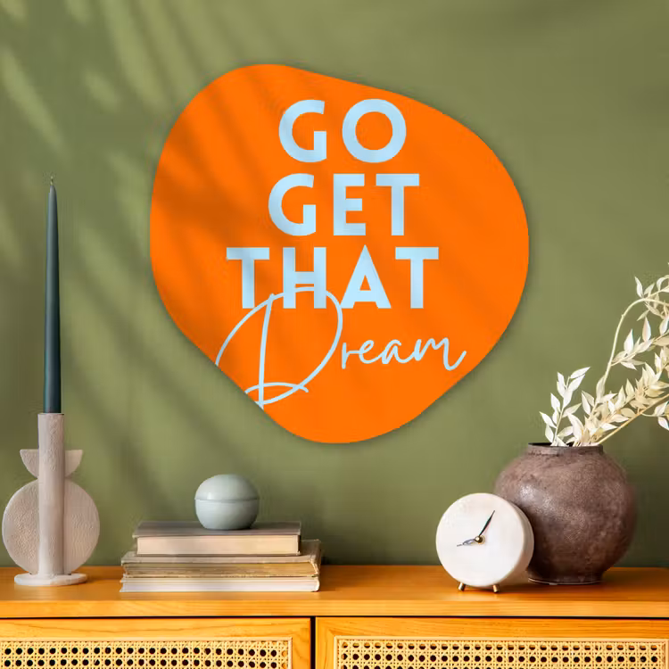 Organisch schilderij - Glas - Oranje - Blauw - Go get that dream — 2