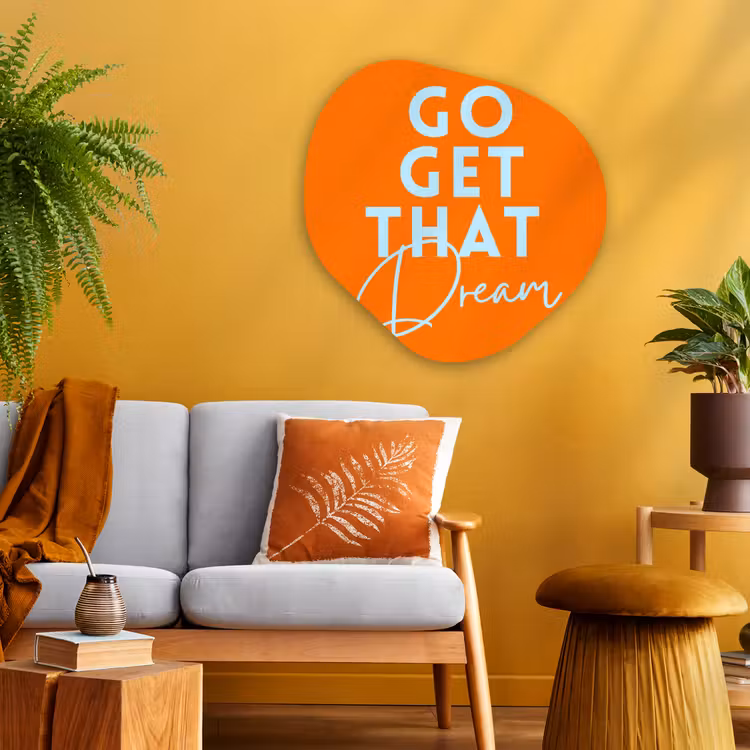 Organisch schilderij - Glas - Oranje - Blauw - Go get that dream — 3
