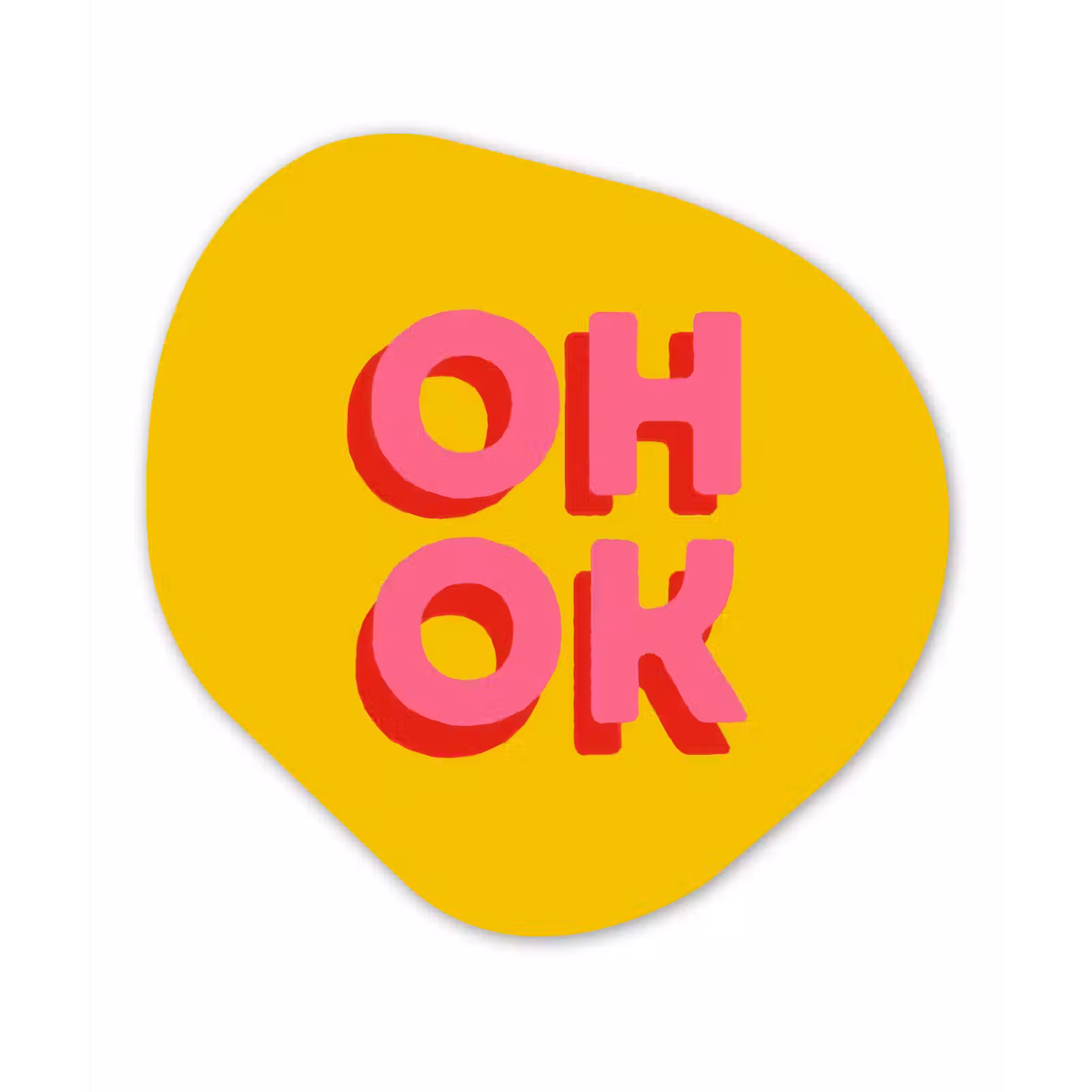 Organisch schilderij - Glas - Oh ok - 3D - Geel - Roze — 1