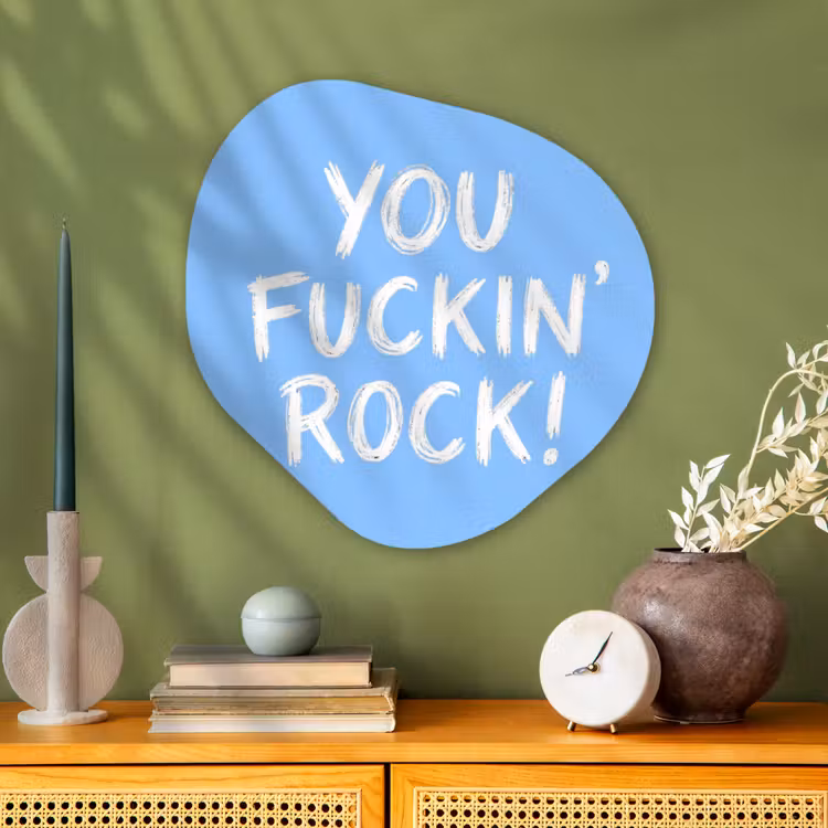 Organisch schilderij - Glas - Blauw - Wit - You fuckin rock — 2