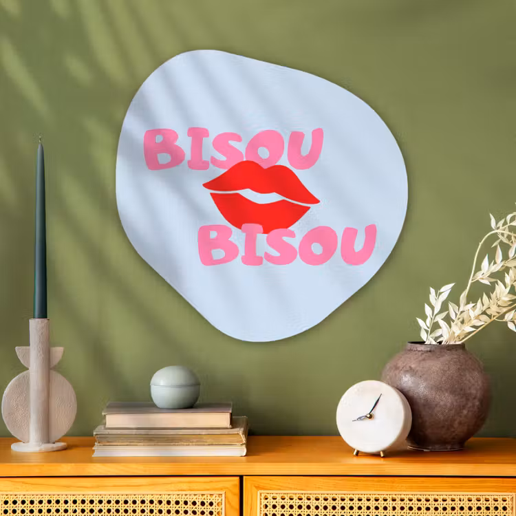 Organisch schilderij - Glas - Lippen - Bisou - Blauw — 2