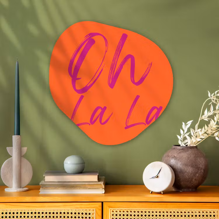 Organisch schilderij - Glas - Oh la la - Oranje - Roze - Grafisch — 2