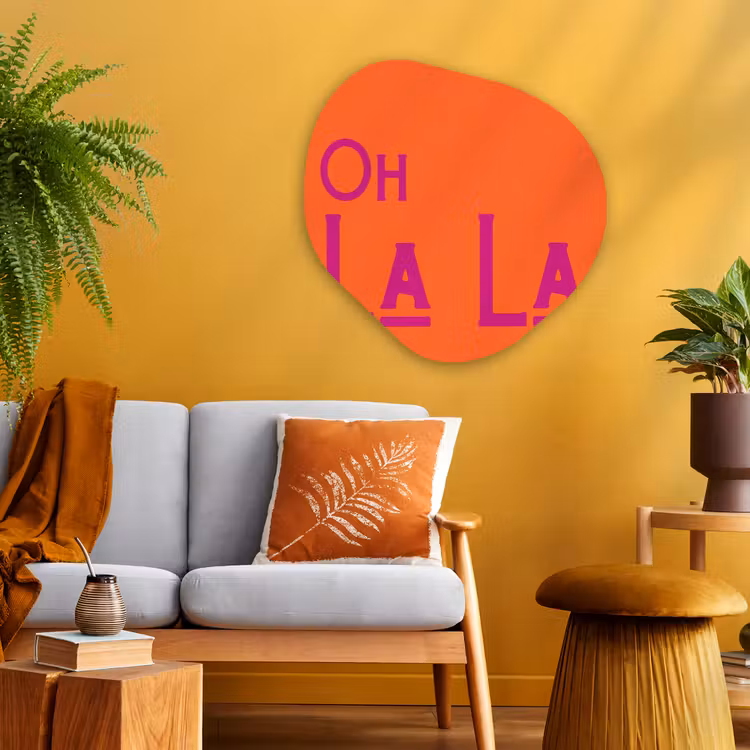 Organisch schilderij - Glas - Oh la la - Oranje - Roze - Scheeflettertype — 3