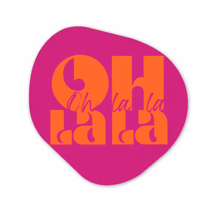 Organisch schilderij - Glas - Oh la la - Roze - Oranje - Gestapelde letters — 1