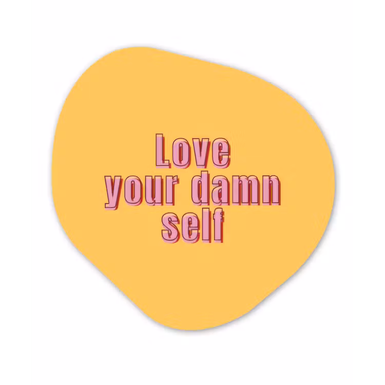 Organisch schilderij - Glas - Love yourself - Roze - Geel — 1