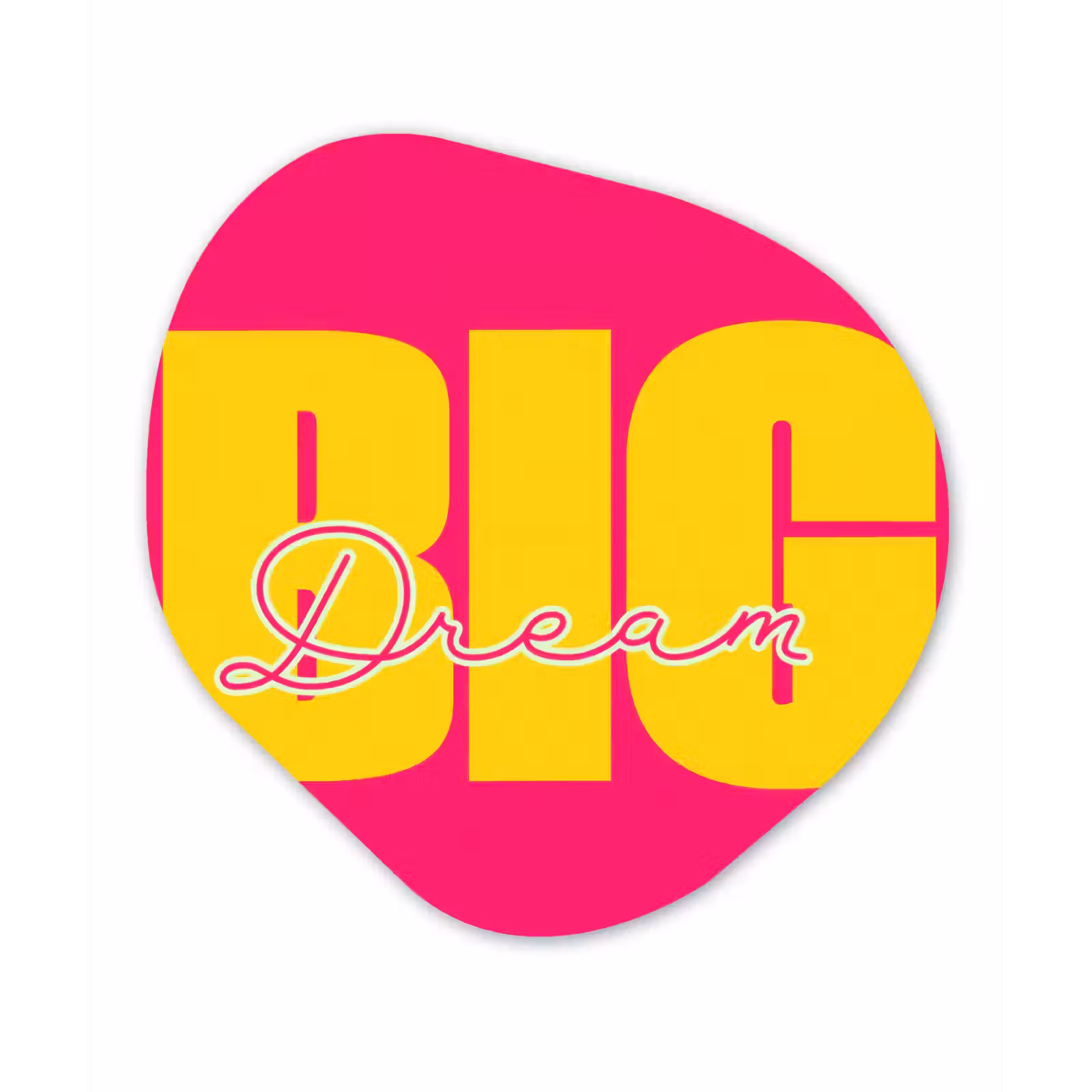 Organische schilderij - Aluminium - Dream big - Roze - Geel - Minimalistisch — 1