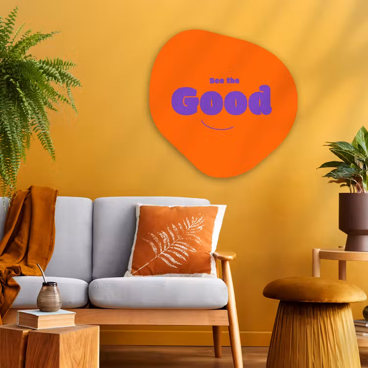 Organisch schilderij - Glas - See the good - Paars - Oranje - Smiley — 3