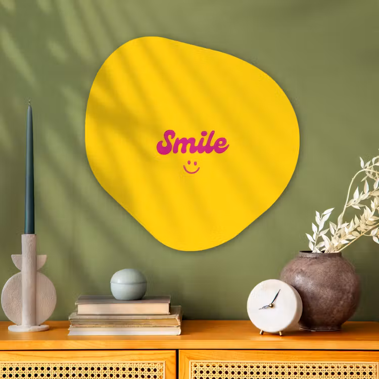 Organisch schilderij - Glas - Smile - Geel - Roze — 2