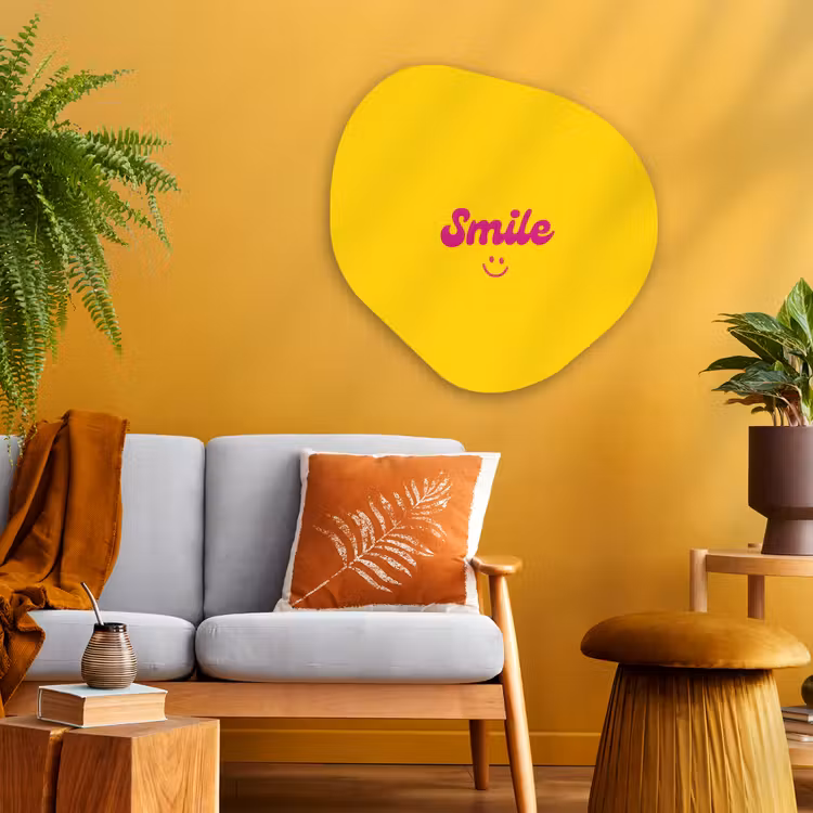 Organisch schilderij - Glas - Smile - Geel - Roze — 3