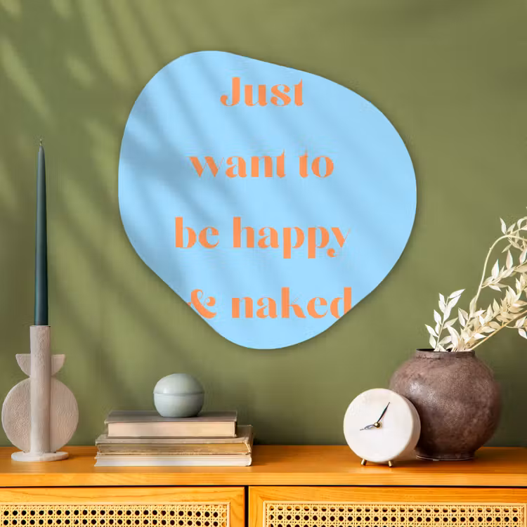 Organische schilderij - Aluminium - Blauw - Oranje - Just want to be happy & naked — 2