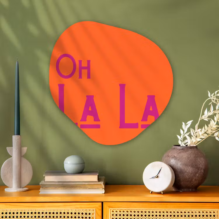 Organische schilderij - Aluminium - Oh la la - Oranje - Roze - Scheeflettertype — 2
