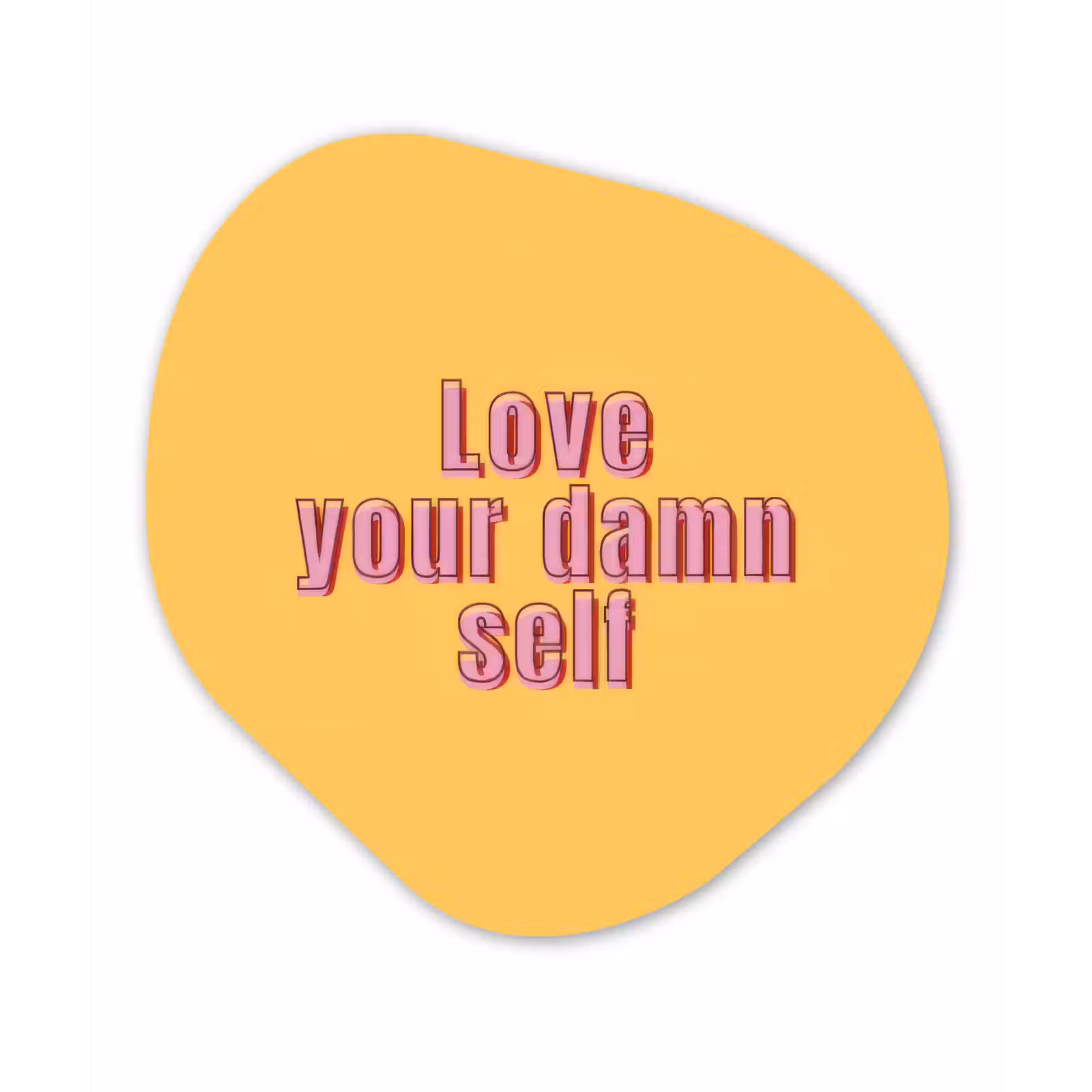 Organische schilderij - Aluminium - Love yourself - Roze - Geel — 1