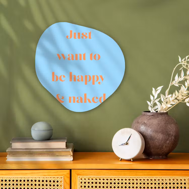 Organisch schilderij - Forex - Blauw - Oranje - Just want to be happy & naked — 2