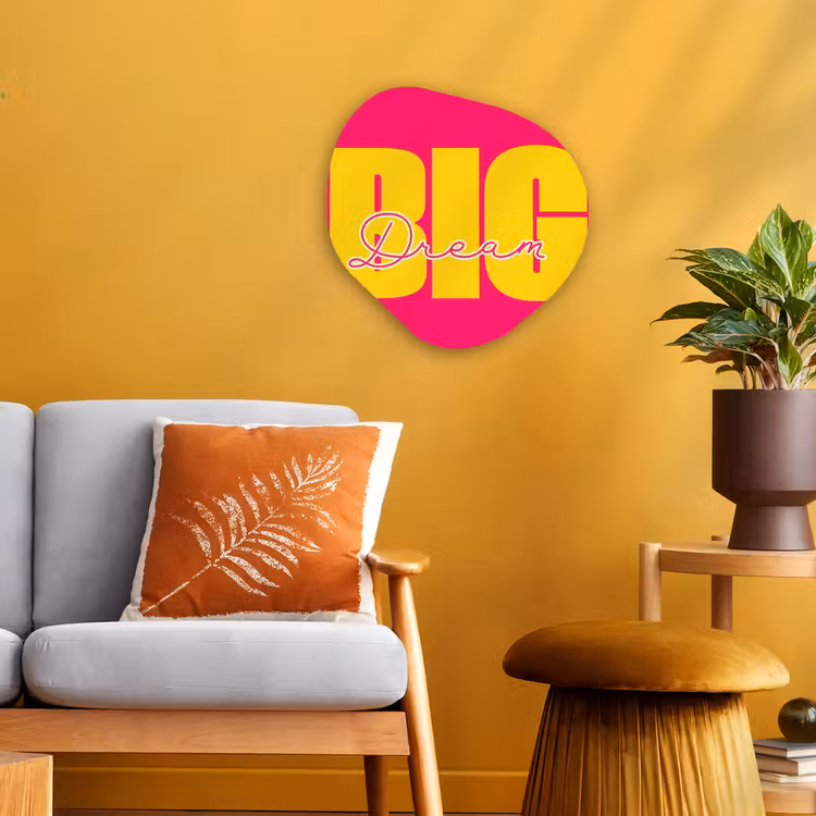 Organisch schilderij - Forex - Dream big - Roze - Geel - Minimalistisch — 3