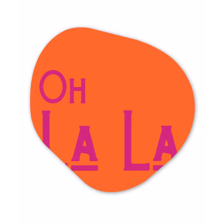 Organisch schilderij - Forex - Oh la la - Oranje - Roze - Scheeflettertype — 1