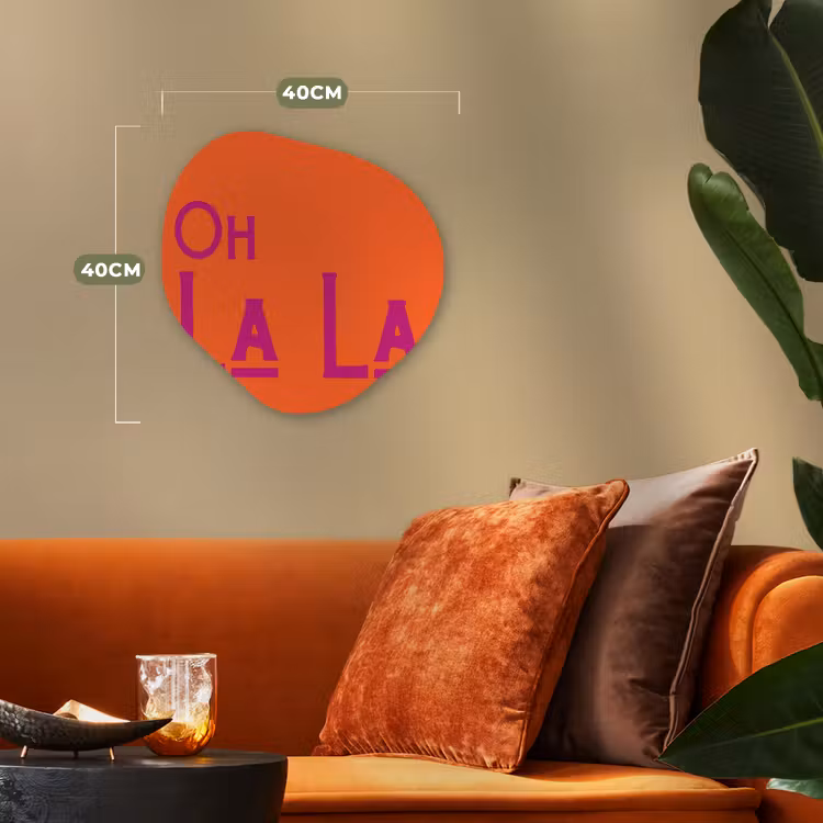 Organisch schilderij - Forex - Oh la la - Oranje - Roze - Scheeflettertype — 4
