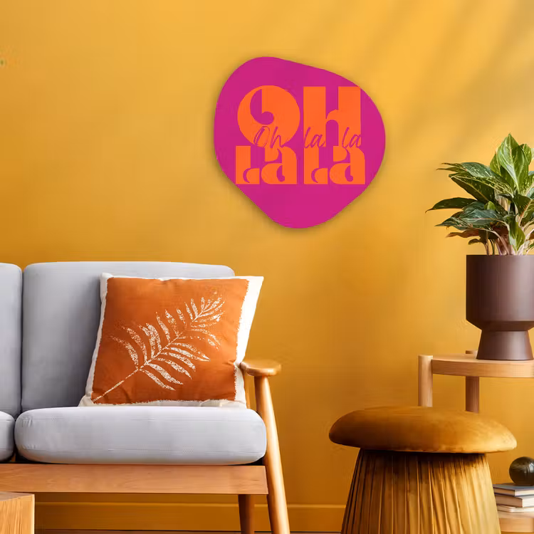 Organisch schilderij - Forex - Oh la la - Roze - Oranje - Gestapelde letters — 3