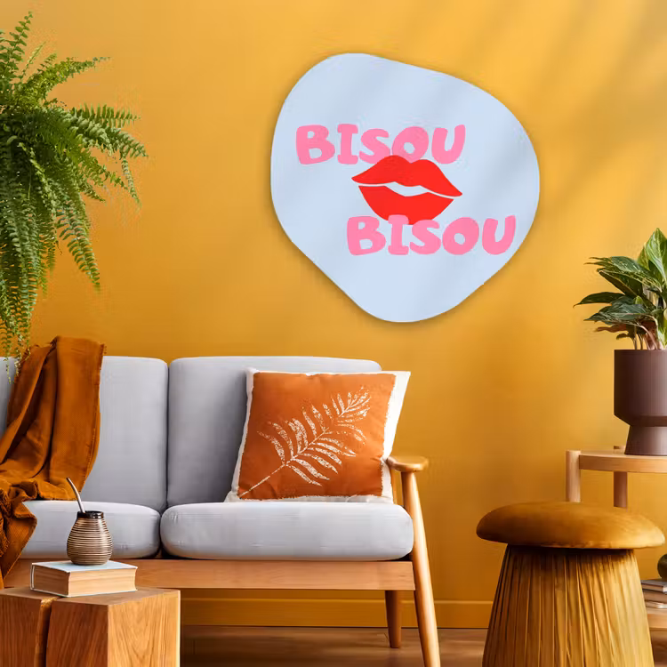 Organische schilderij - Aluminium - Lippen - Bisou - Blauw — 3