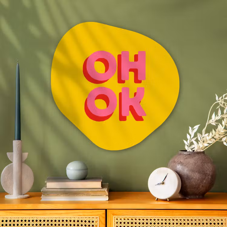 Organische schilderij - Aluminium - Oh ok - 3D - Geel - Roze — 2