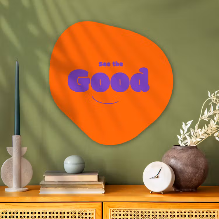 Organische schilderij - Aluminium - See the good - Paars - Oranje - Smiley — 2