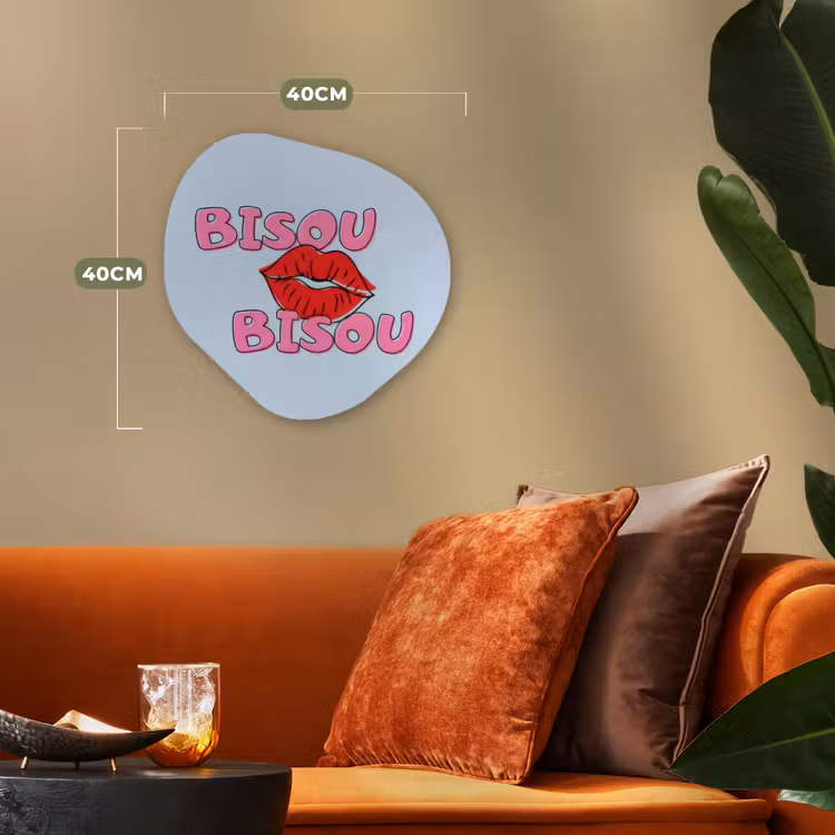 Organisch schilderij - Forex - Bisou - Blauw - Roze - Lippen — 4