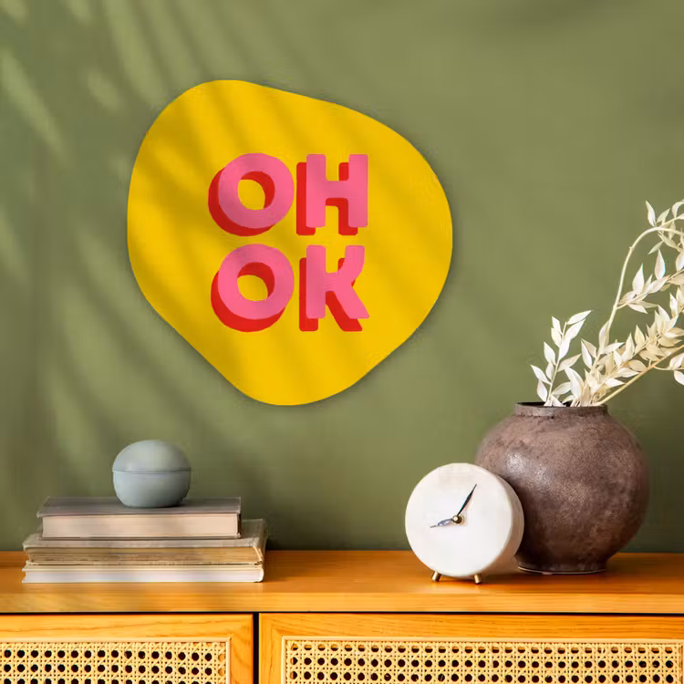 Organisch schilderij - Forex - Oh ok - 3D - Geel - Roze — 2