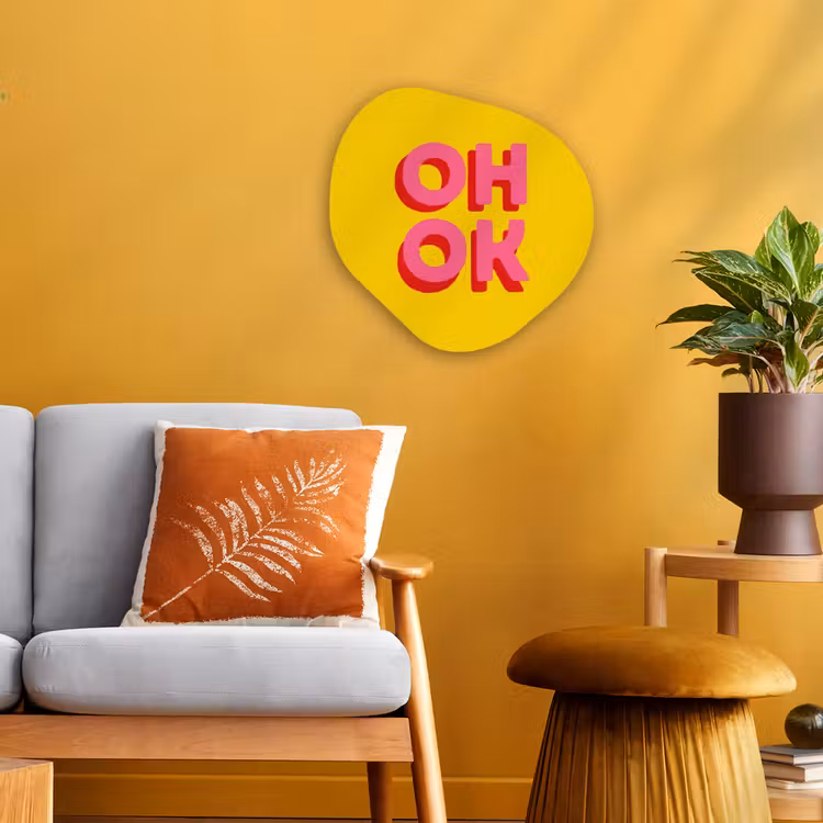 Organisch schilderij - Forex - Oh ok - 3D - Geel - Roze — 3