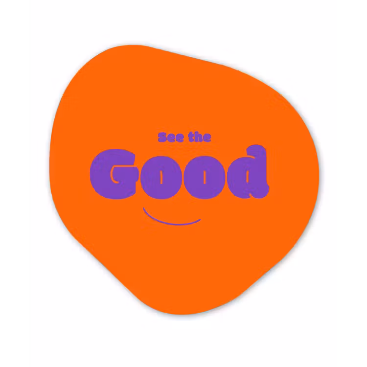Organisch schilderij - Forex - See the good - Paars - Oranje - Smiley — 1