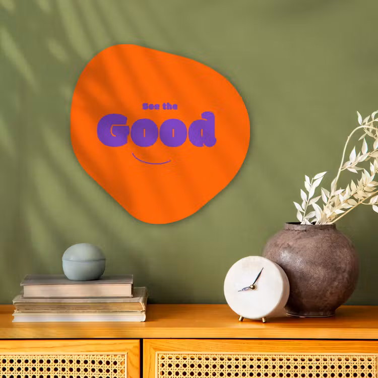 Organisch schilderij - Forex - See the good - Paars - Oranje - Smiley — 2