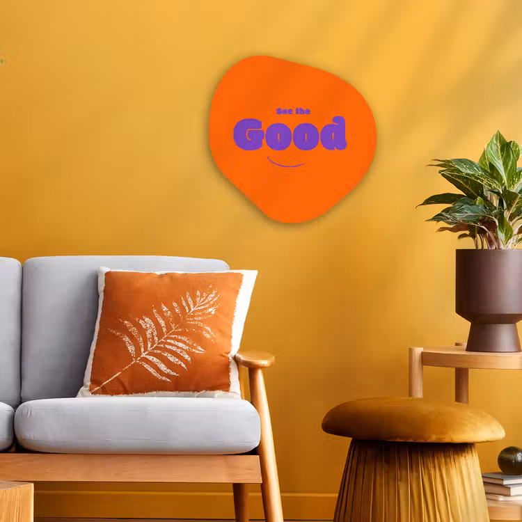 Organisch schilderij - Forex - See the good - Paars - Oranje - Smiley — 3
