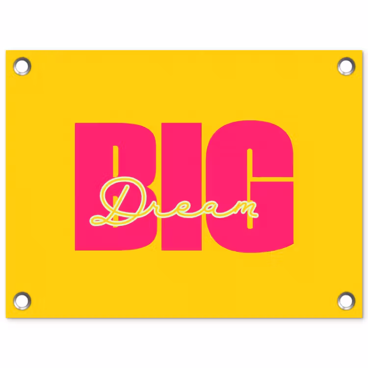 Tuinposter - Dream big - Geel - Roze — 1