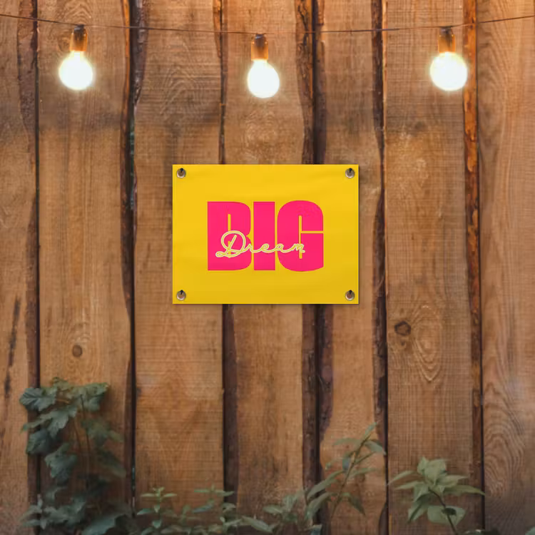 Tuinposter - Dream big - Geel - Roze — 2