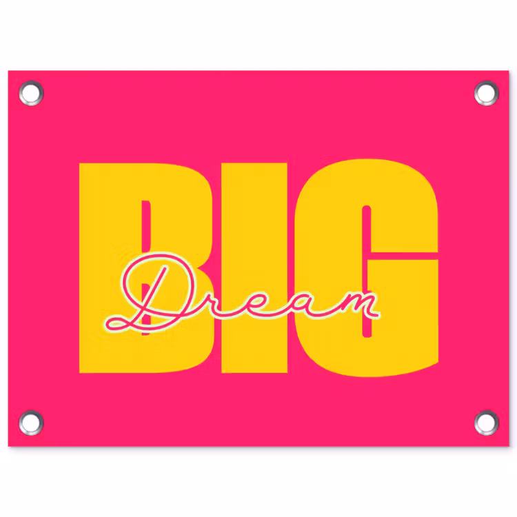 Tuinposter - Dream big - Roze - Geel - Minimalistisch — 1