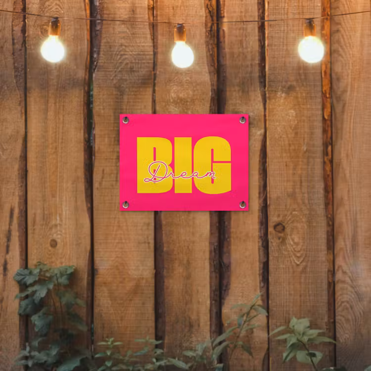 Tuinposter - Dream big - Roze - Geel - Minimalistisch — 2