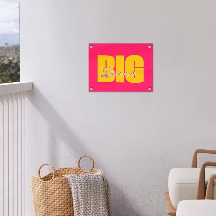 Tuinposter - Dream big - Roze - Geel - Minimalistisch — 3