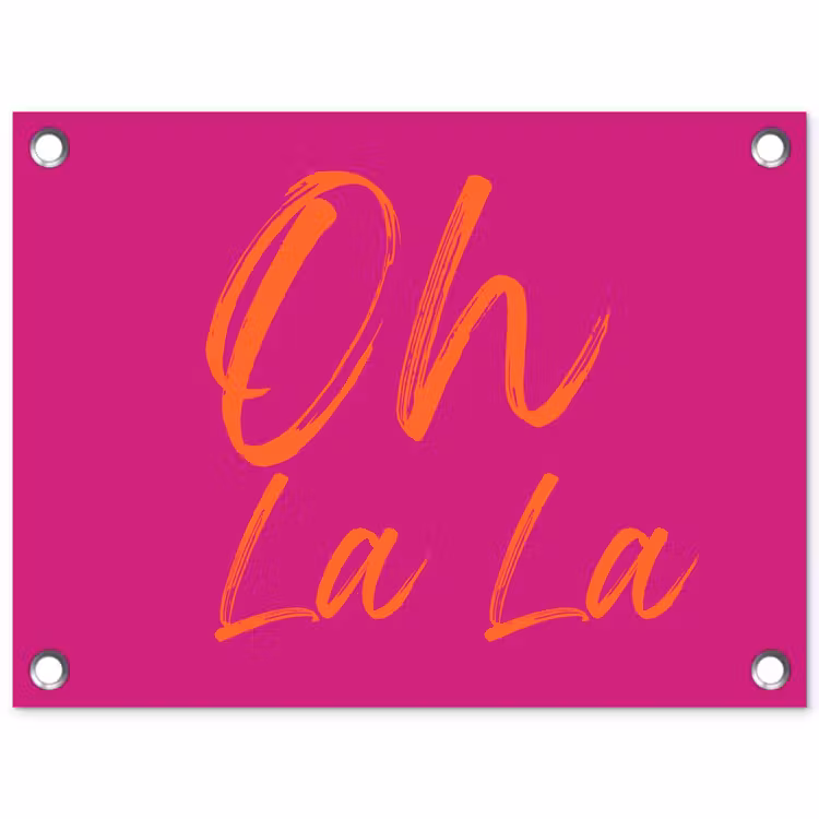 Tuinposter - Oh la la - Oranje - Roze — 1