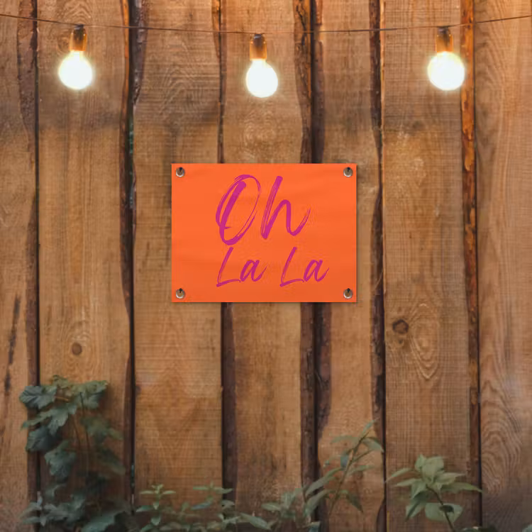 Tuinposter - Oh la la - Oranje - Roze - Grafisch — 2