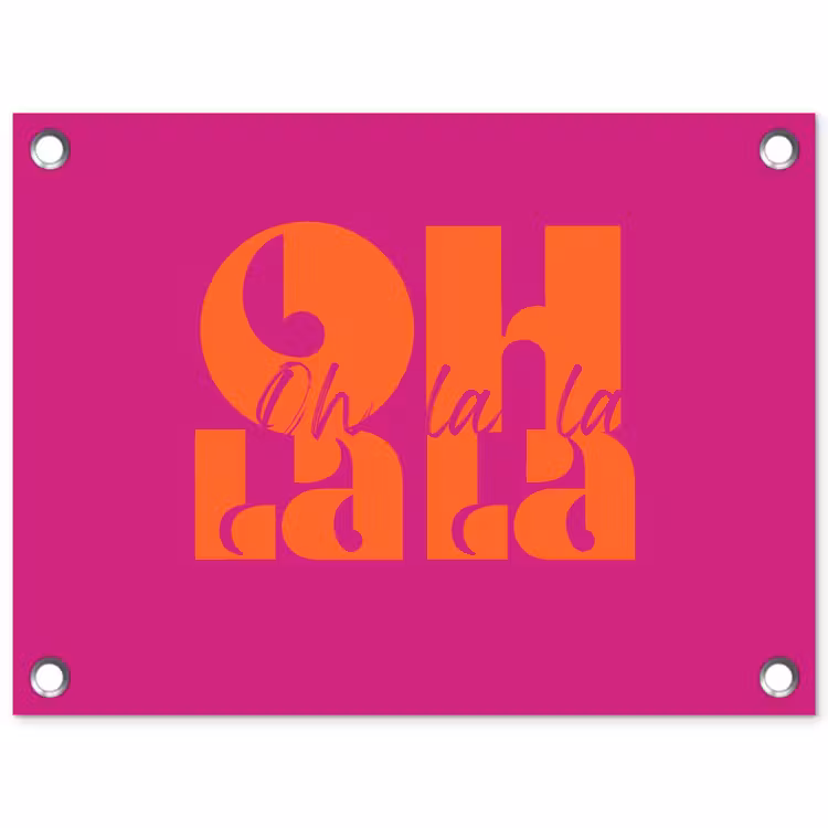 Tuinposter - Oh la la - Roze - Oranje - Gestapelde letters — 1