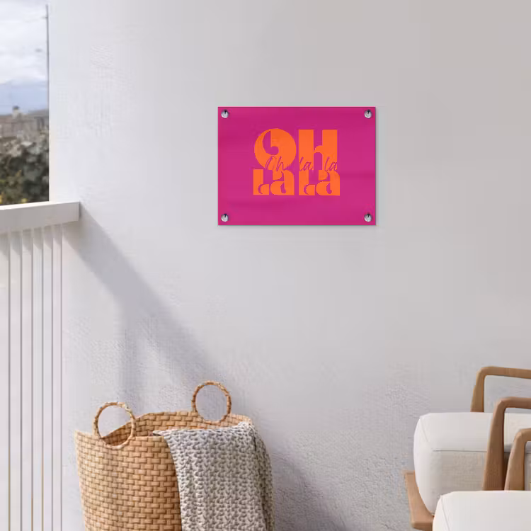 Tuinposter - Oh la la - Roze - Oranje - Gestapelde letters — 3