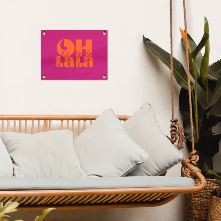 Tuinposter - Oh la la - Roze - Oranje - Gestapelde letters — 5