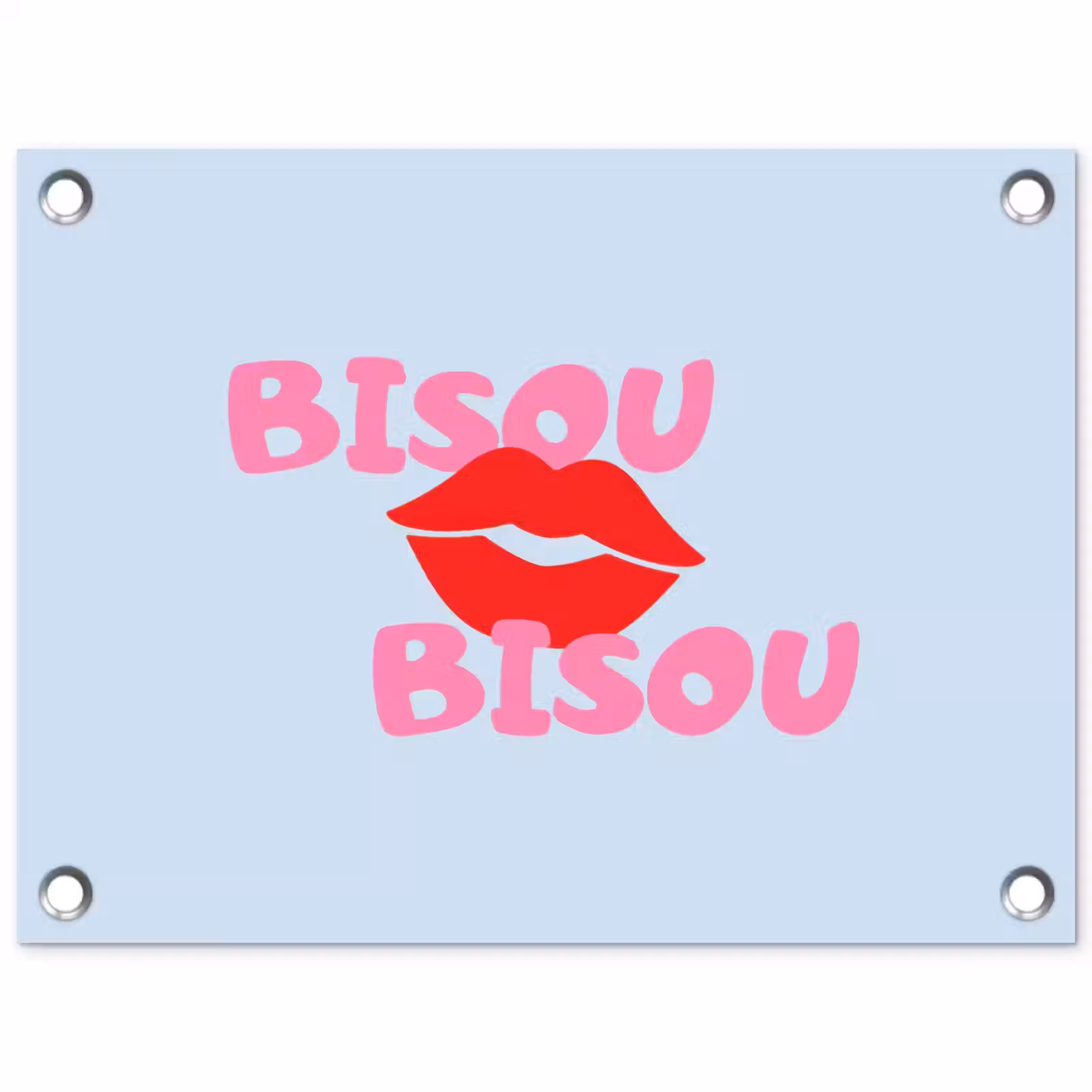 Tuinposter - Lippen - Bisou - Blauw — 1